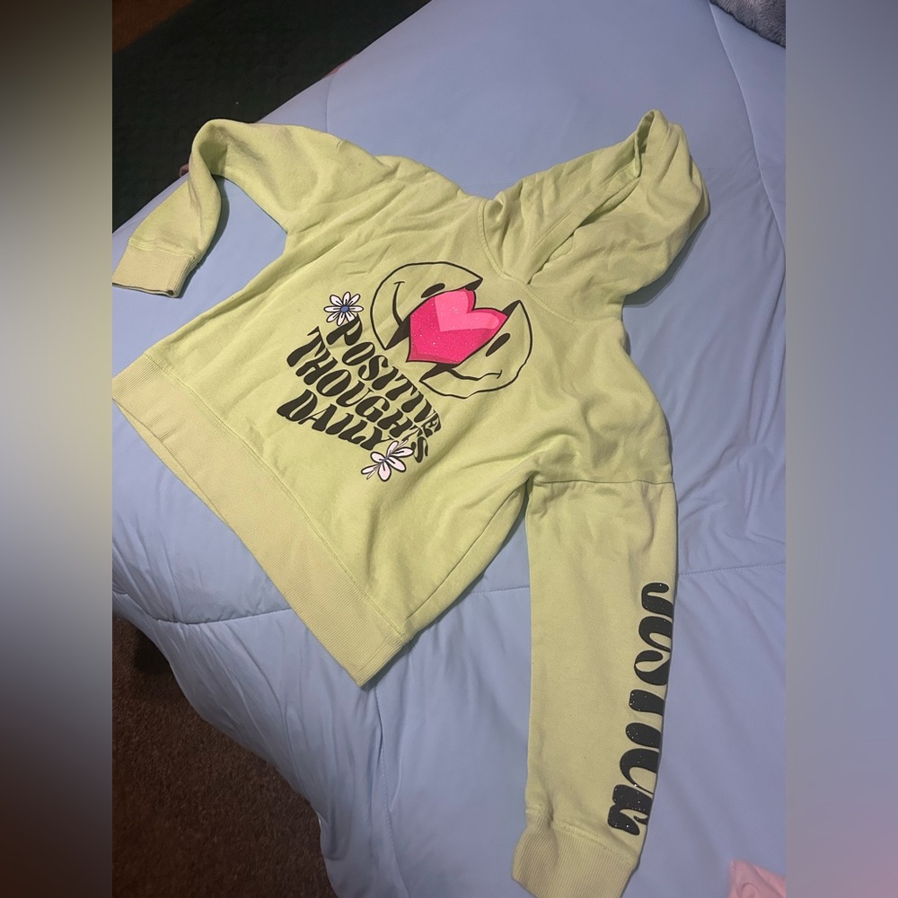 Justice neon yellow Fleece Hoodie